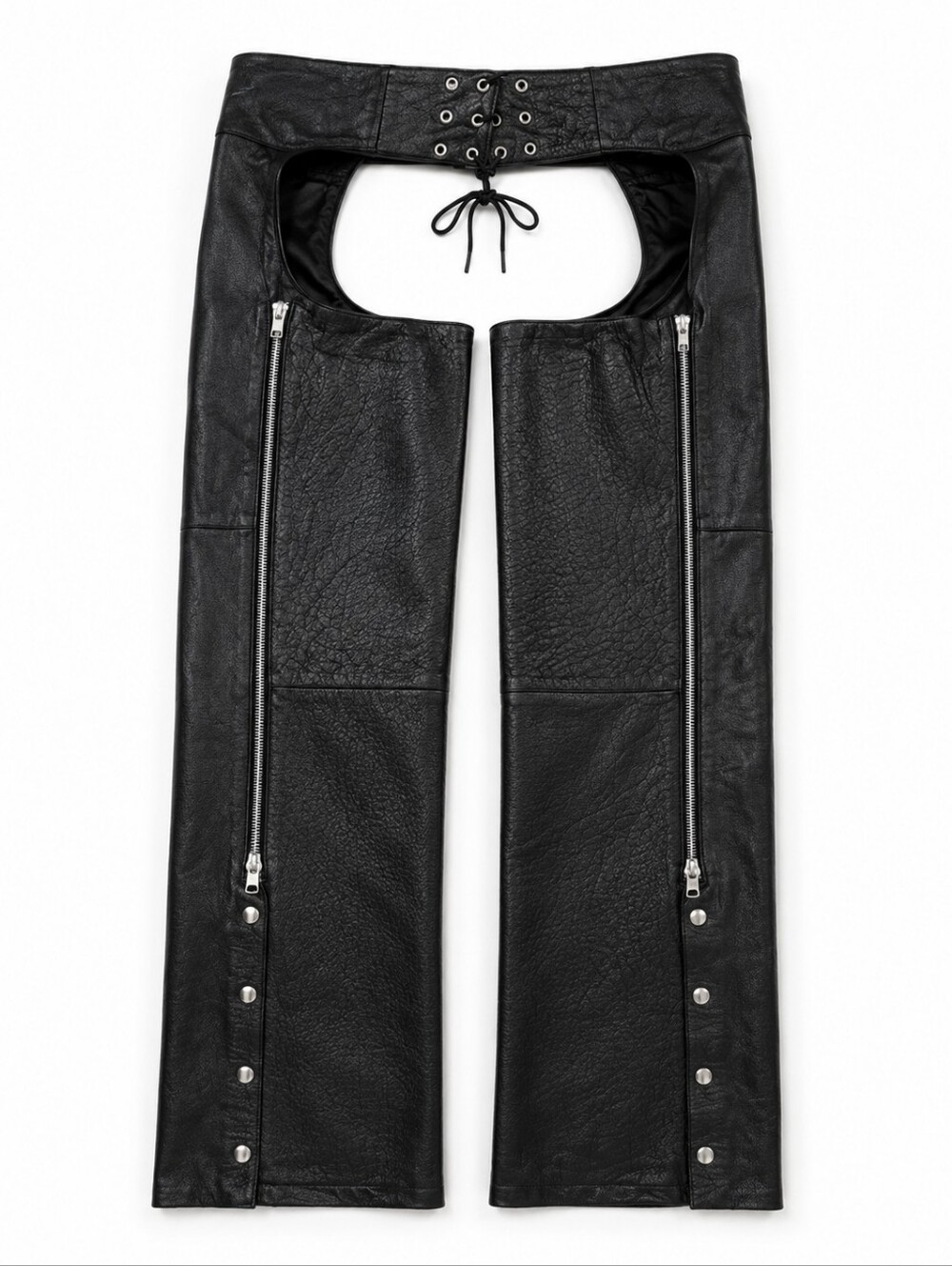 Xelement Black Leather Motorcycle Chaps Size 40 Biker Riding Chaps Lace Zip